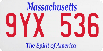 MA license plate 9YX536