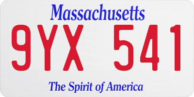 MA license plate 9YX541