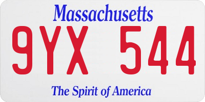 MA license plate 9YX544