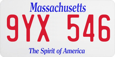 MA license plate 9YX546
