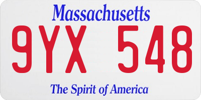 MA license plate 9YX548