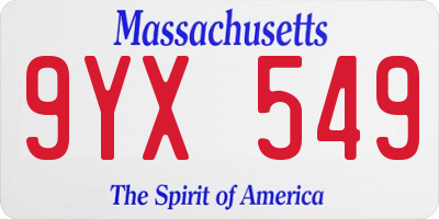 MA license plate 9YX549