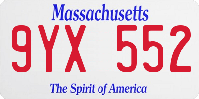 MA license plate 9YX552