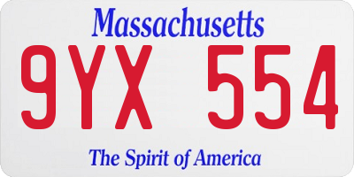 MA license plate 9YX554