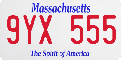 MA license plate 9YX555