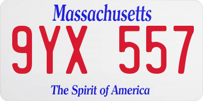 MA license plate 9YX557
