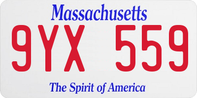MA license plate 9YX559