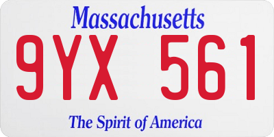 MA license plate 9YX561
