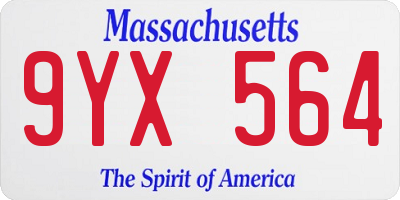 MA license plate 9YX564