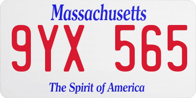 MA license plate 9YX565