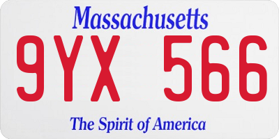 MA license plate 9YX566