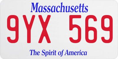 MA license plate 9YX569