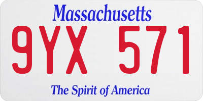 MA license plate 9YX571