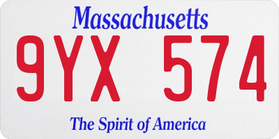 MA license plate 9YX574