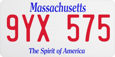 MA license plate 9YX575