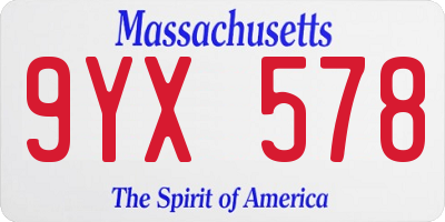 MA license plate 9YX578