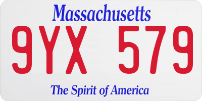MA license plate 9YX579