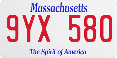 MA license plate 9YX580