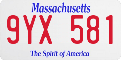MA license plate 9YX581