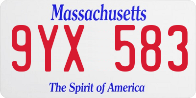 MA license plate 9YX583