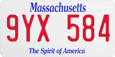 MA license plate 9YX584