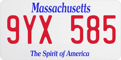 MA license plate 9YX585