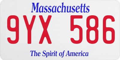 MA license plate 9YX586