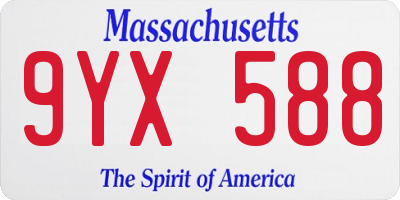 MA license plate 9YX588