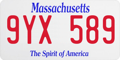 MA license plate 9YX589