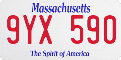 MA license plate 9YX590