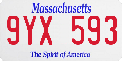 MA license plate 9YX593