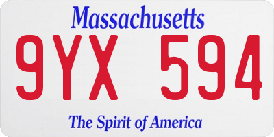 MA license plate 9YX594