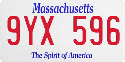 MA license plate 9YX596