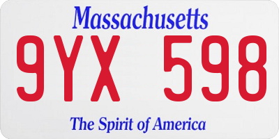 MA license plate 9YX598