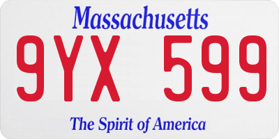 MA license plate 9YX599