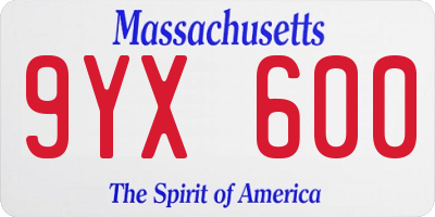 MA license plate 9YX600