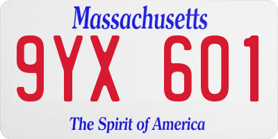 MA license plate 9YX601