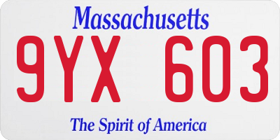 MA license plate 9YX603