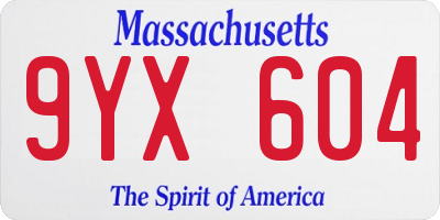 MA license plate 9YX604