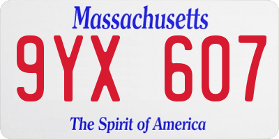 MA license plate 9YX607