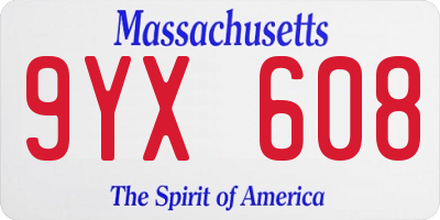 MA license plate 9YX608