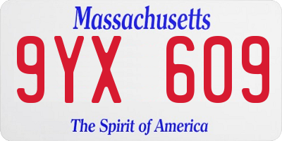 MA license plate 9YX609