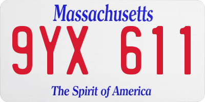 MA license plate 9YX611