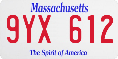 MA license plate 9YX612