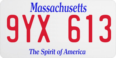 MA license plate 9YX613
