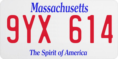 MA license plate 9YX614
