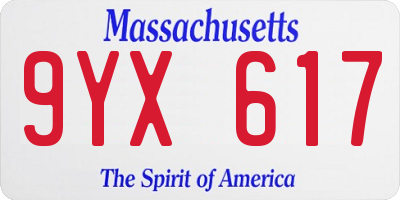 MA license plate 9YX617