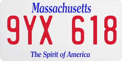 MA license plate 9YX618