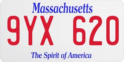 MA license plate 9YX620