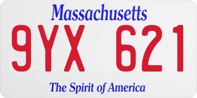 MA license plate 9YX621